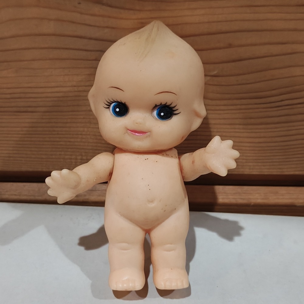 Vintage 4" Kewpie Baby Doll Figure Posable Arms Soft Rubber Vinyl Angel Wings